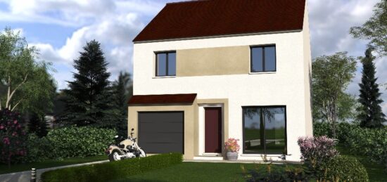 Plan de maison Surface terrain 100 m2 - 4 pièces - 4  chambres -  avec garage 