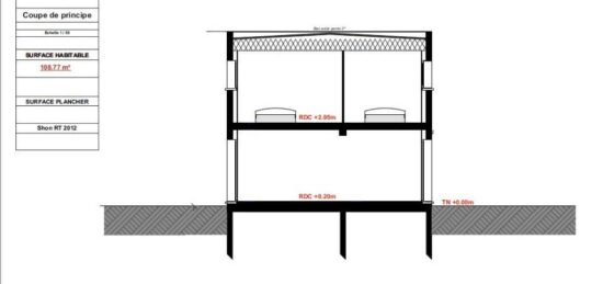 Plan de maison Surface terrain 108 m2 - 6 pièces - 4  chambres -  avec garage 