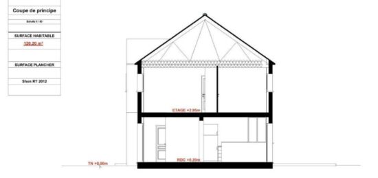 Plan de maison Surface terrain 120 m2 - 6 pièces - 4  chambres -  avec garage 