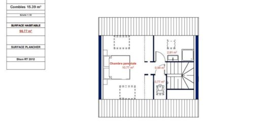 Plan de maison Surface terrain 96.77 m2 - 5 pièces - 4  chambres -  sans garage 