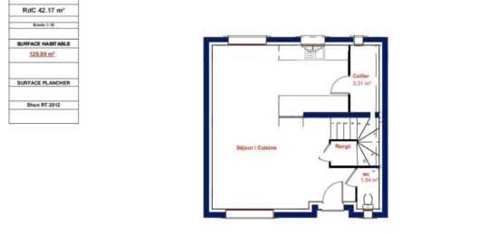 Plan de maison Surface terrain 120 m2 - 6 pièces - 5  chambres -  sans garage 